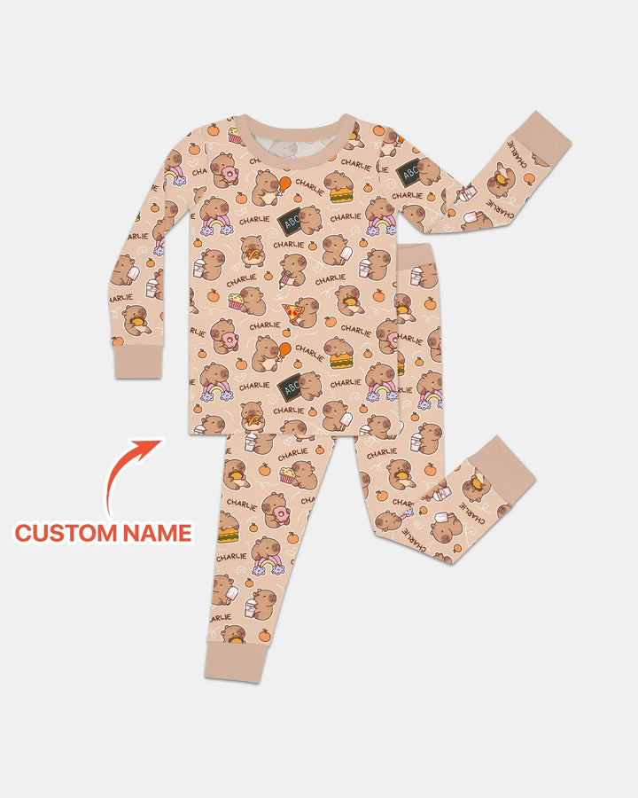 Zweiteiliges Langarm-Pyjama-Set mit Sommerfrüchten
