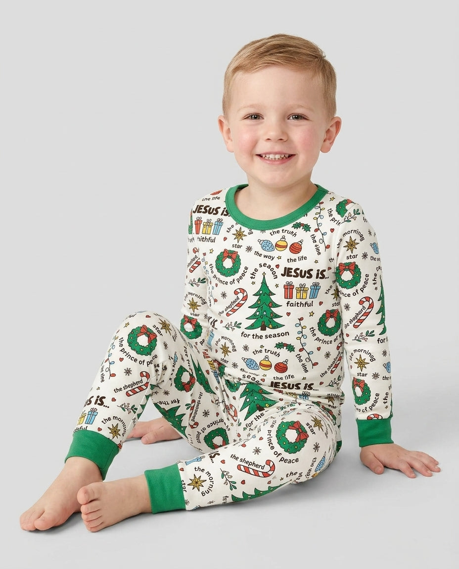 Christmas Jesus Is... Bamboo Two Piece Long Sleeve Pajama Set