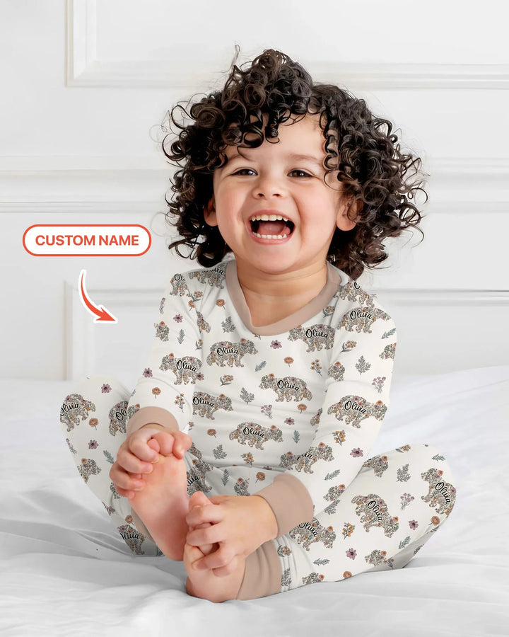 Zweiteiliges Langarm-Pyjama-Set mit Sommerfrüchten