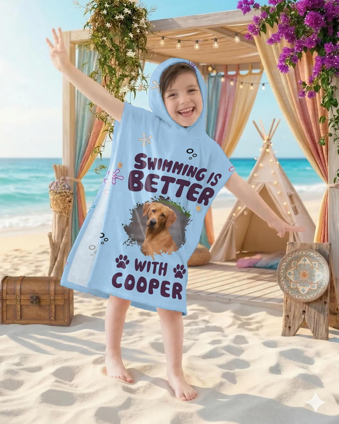 Better Life With My Dog Photo Bambus-Schwimmponcho