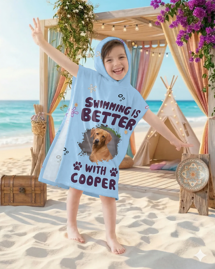 Better Life With My Dog Photo Bambus-Schwimmponcho