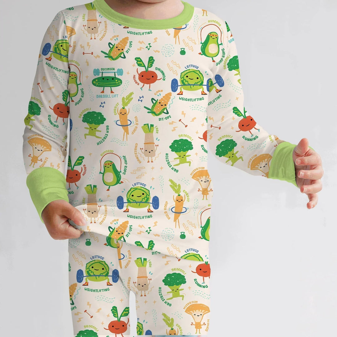 Zweiteiliges Langarm-Pyjama-Set mit Sommerfrüchten