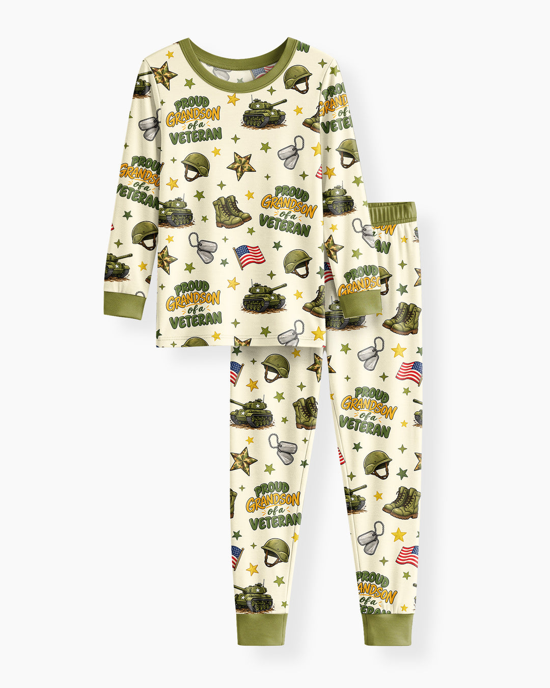Proud Grandchild Of A Veteran Bamboo Two Piece Long Sleeve Pajama Set