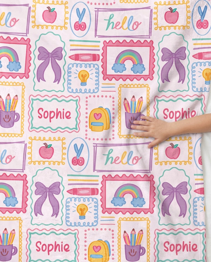 Custom Name Hello School Bamboo Blanket