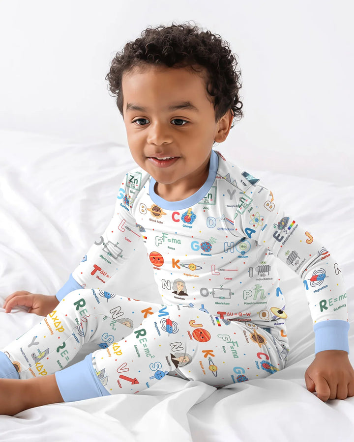 The Physics Alphabet Bamboo Two Piece Long Sleeve Pajama Set