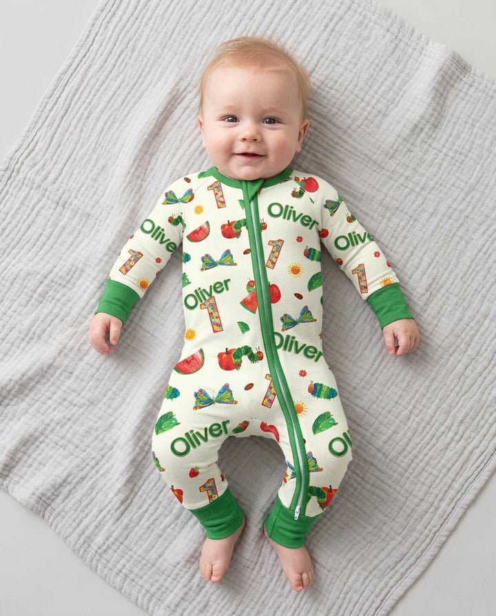 Custom Name and Age Birthday Of Very Hungry Caterpillar Bamboo Convertible Zippy