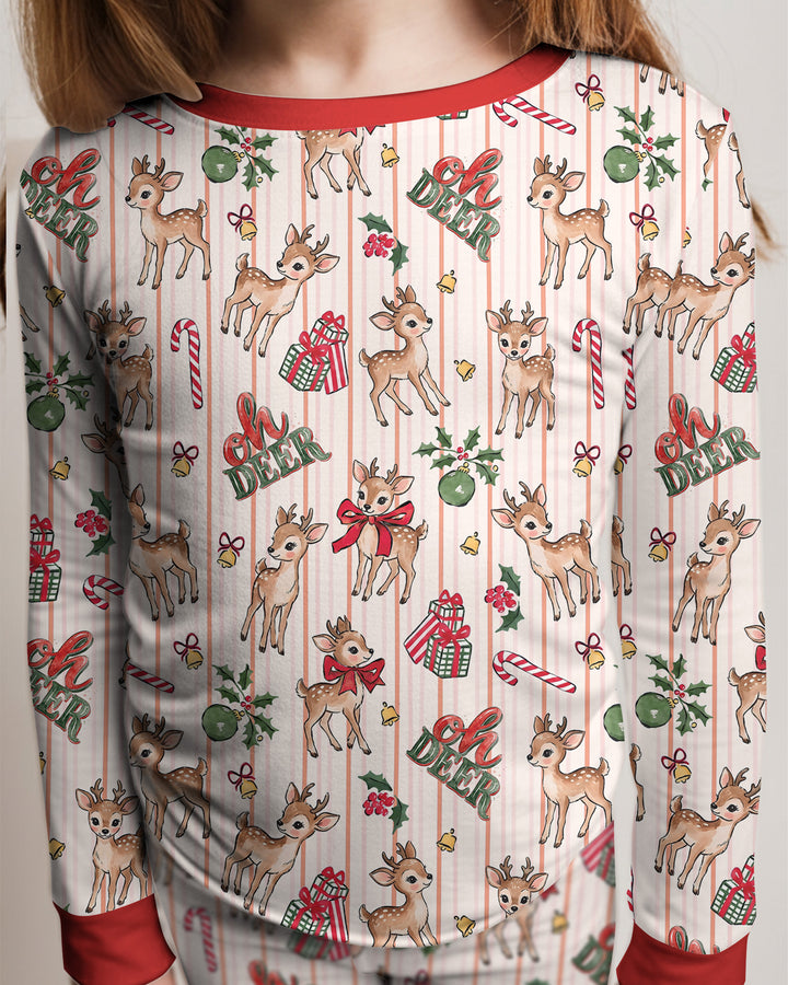 Oh Deer Mommy & Me Matching Bamboo Two Piece Long Sleeve Pajama Set