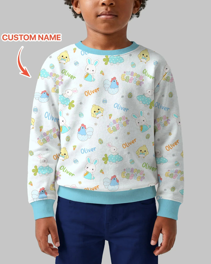 Custom name Happy Easter Bamboo Crewneck Sweatshirt