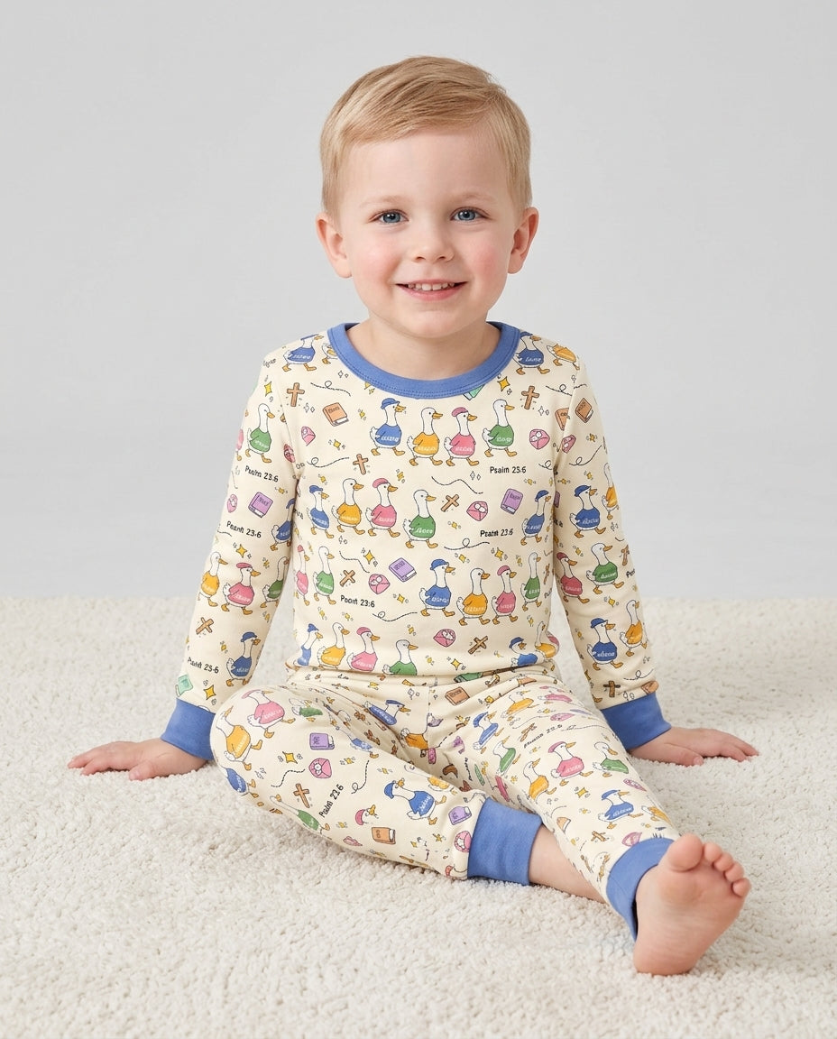 Zweiteiliges Langarm-Pyjama-Set mit Sommerfrüchten