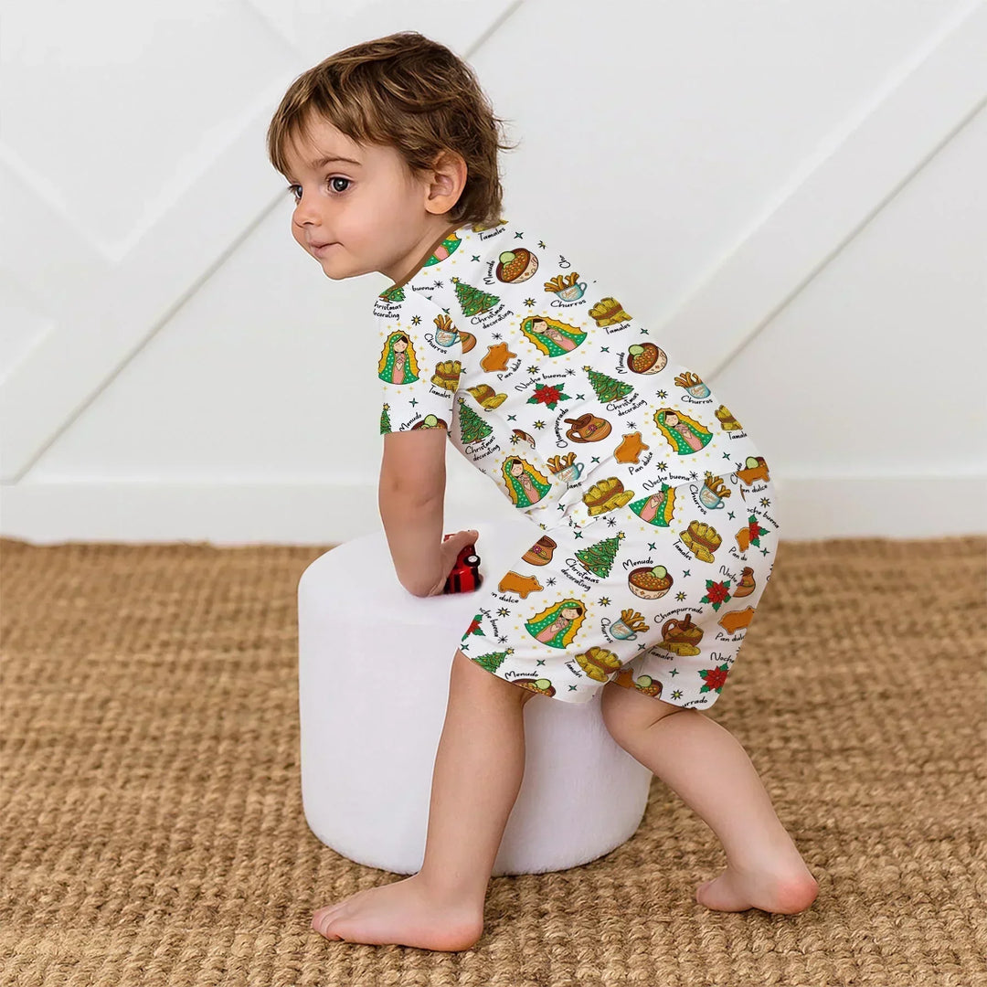 Template Zweiteiliges Pyjama-Set mit kurzen Ärmeln und Shorts