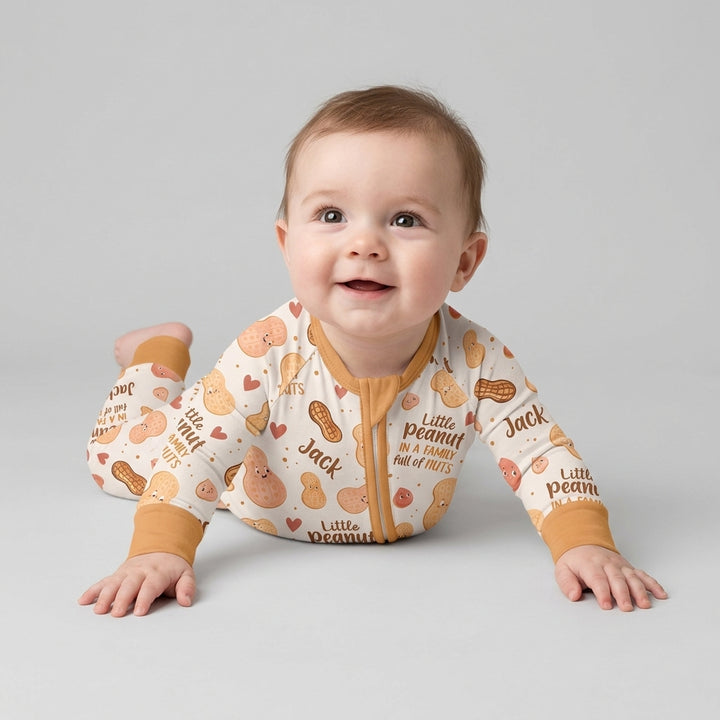 Custom Name Little Peanut In A Family Full Of Nuts Bamboo Convertible Zippy
