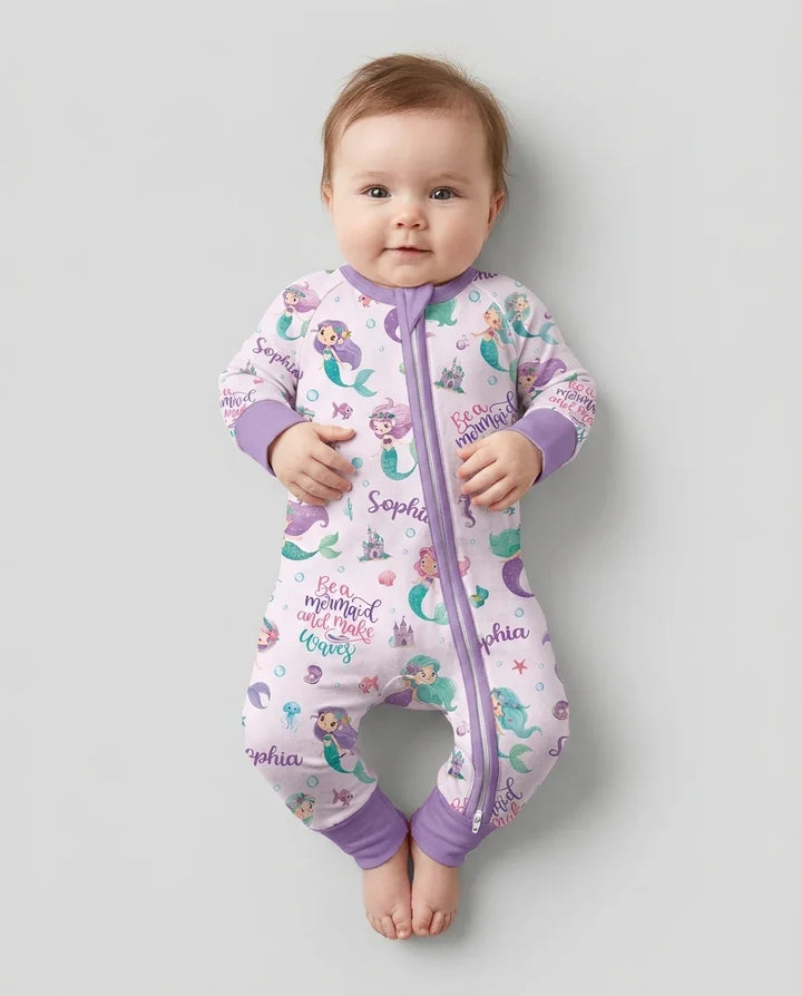 Custom Name Mermaid Make Waves Bamboo Convertible Zippy