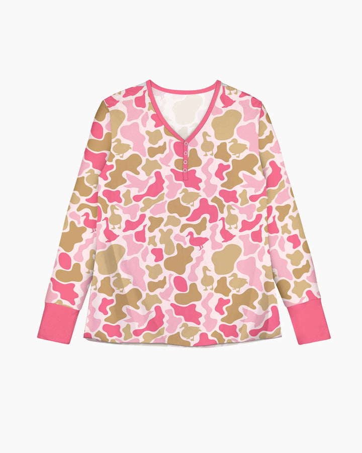 Mallard-Entenjagd-Tarnmuster-Pyjama-Set für Damen aus Bambus