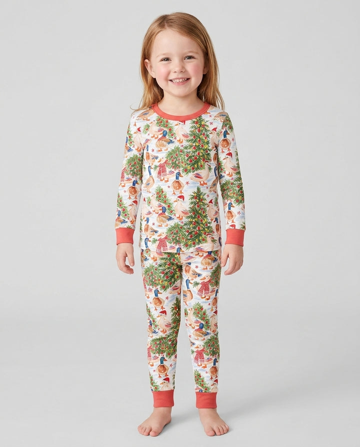 Christmas and Duck Bamboo Two Piece Long Sleeve Pajama Set
