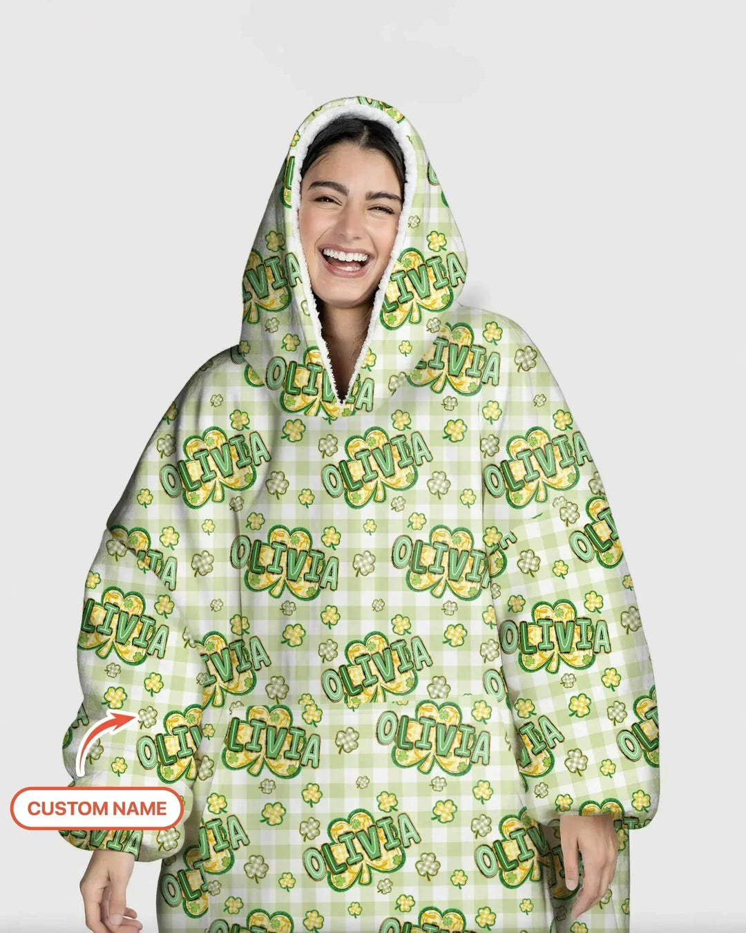 Lucky Shamrock Personalisierbarer Bambus-Deckenhoodie
