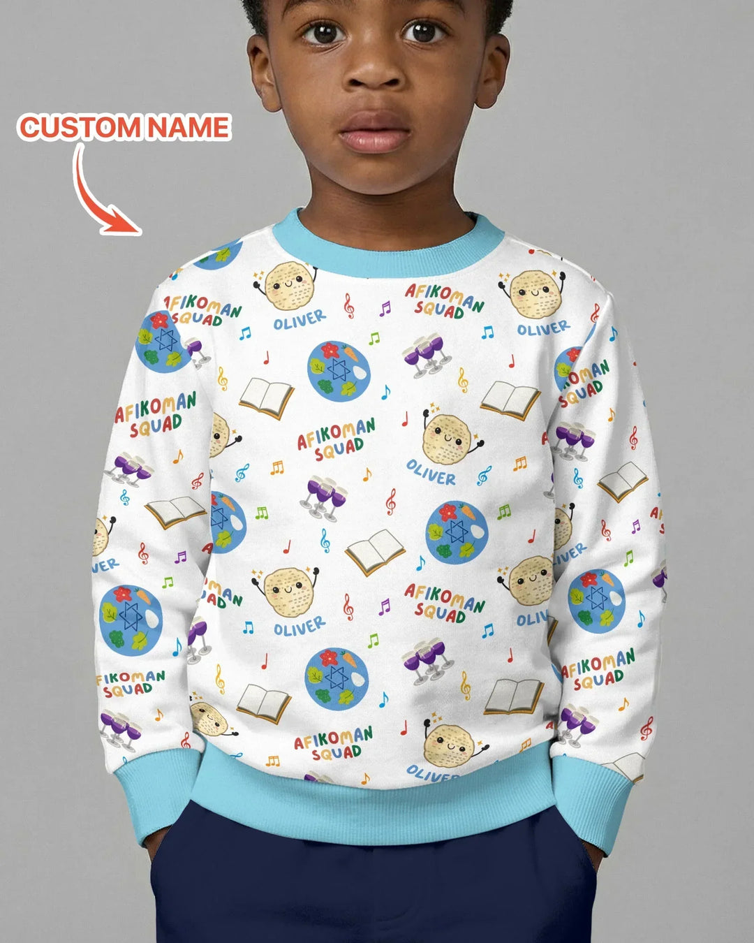 Custom Name Passover Afikoman Squad Bamboo Crewneck Sweatshirt