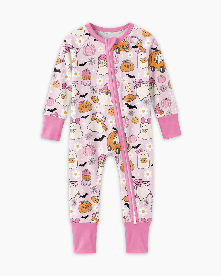 Pink Boo Patch Bamboo Convertible Zippy