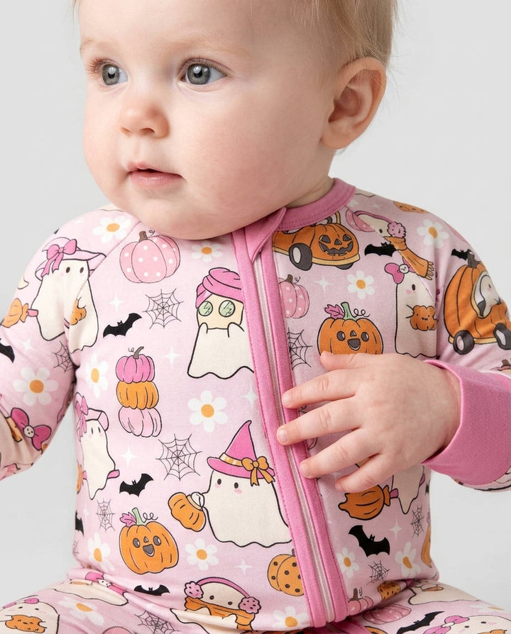 Pink Boo Patch Bamboo Convertible Zippy