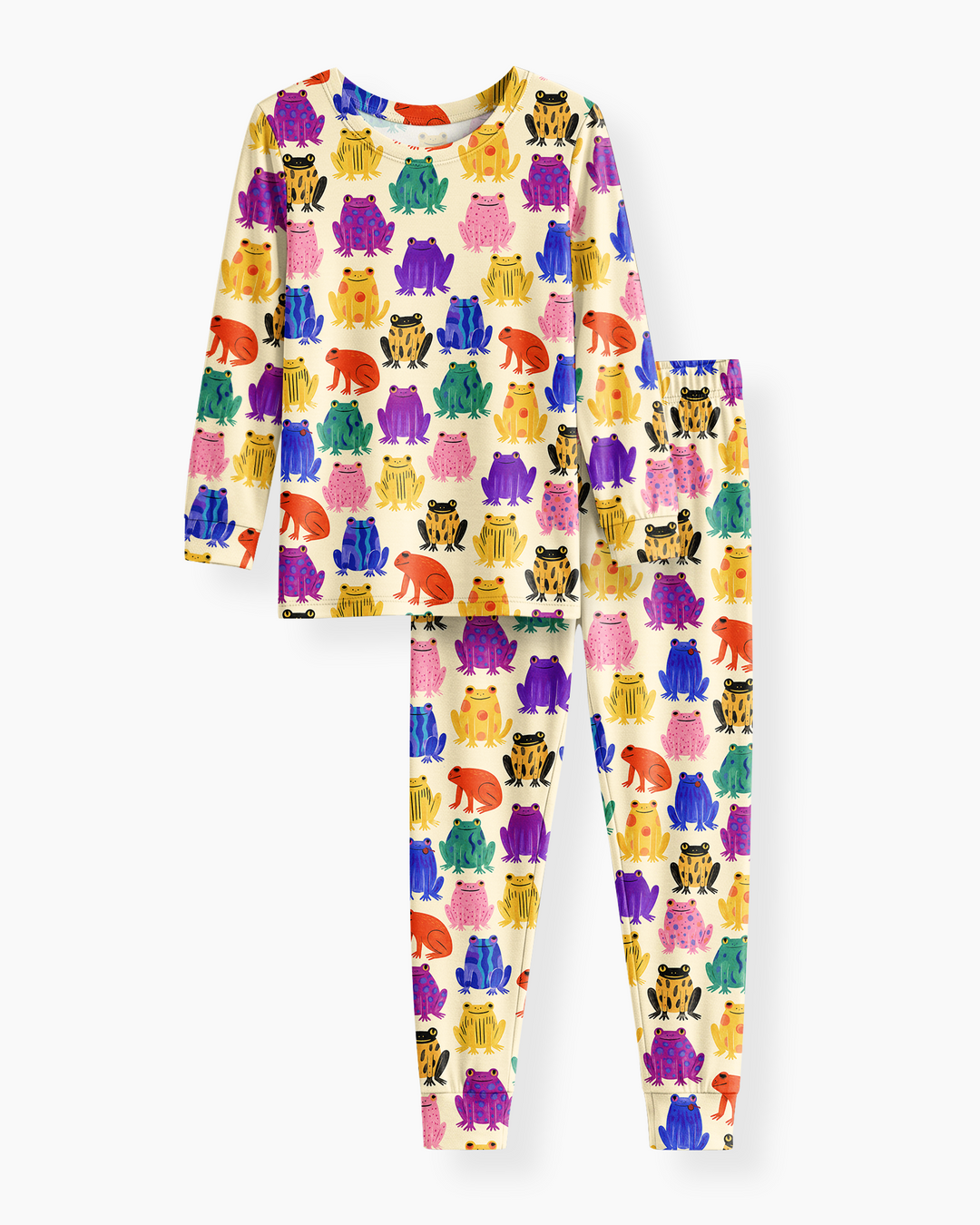 Rainbow Frog Parade Bamboo Two Piece Long Sleeve Pajama Set