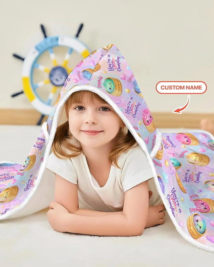 Custom Name You're A Glitter Dumpling Bamboo Wearable Hooded Blanket
