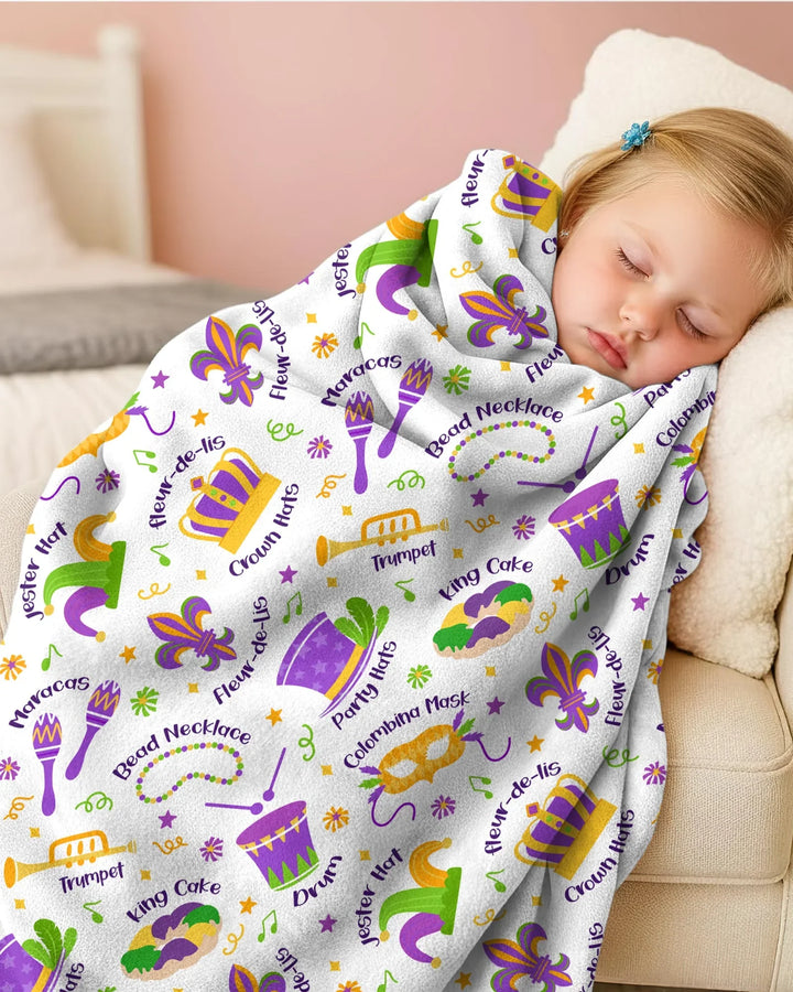 Mardi Gras Family Matching Bamboo Blanket