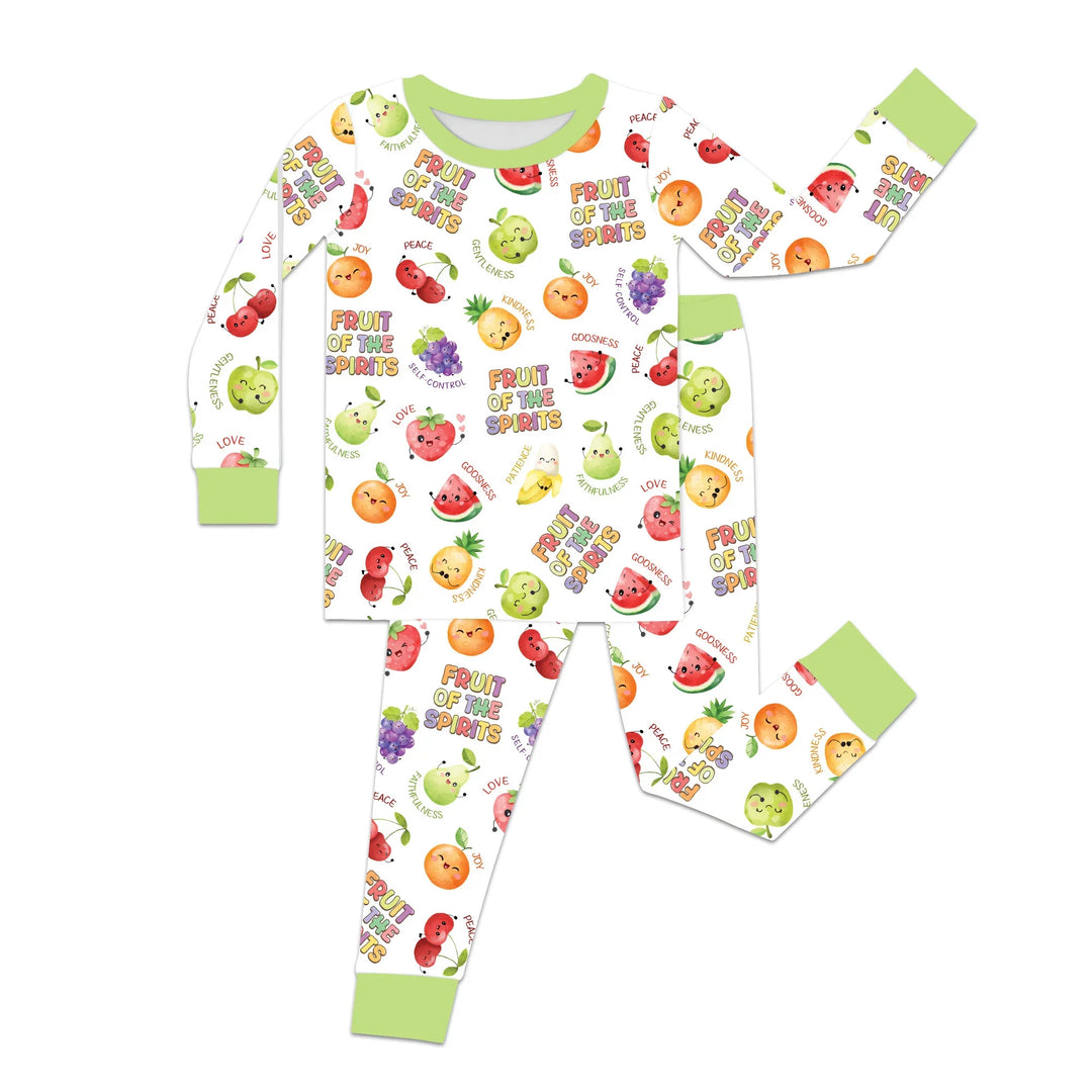 Zweiteiliges Langarm-Pyjama-Set mit Sommerfrüchten
