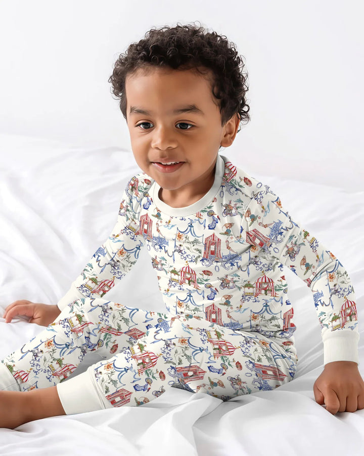 Zweiteiliges Langarm-Pyjama-Set mit Sommerfrüchten