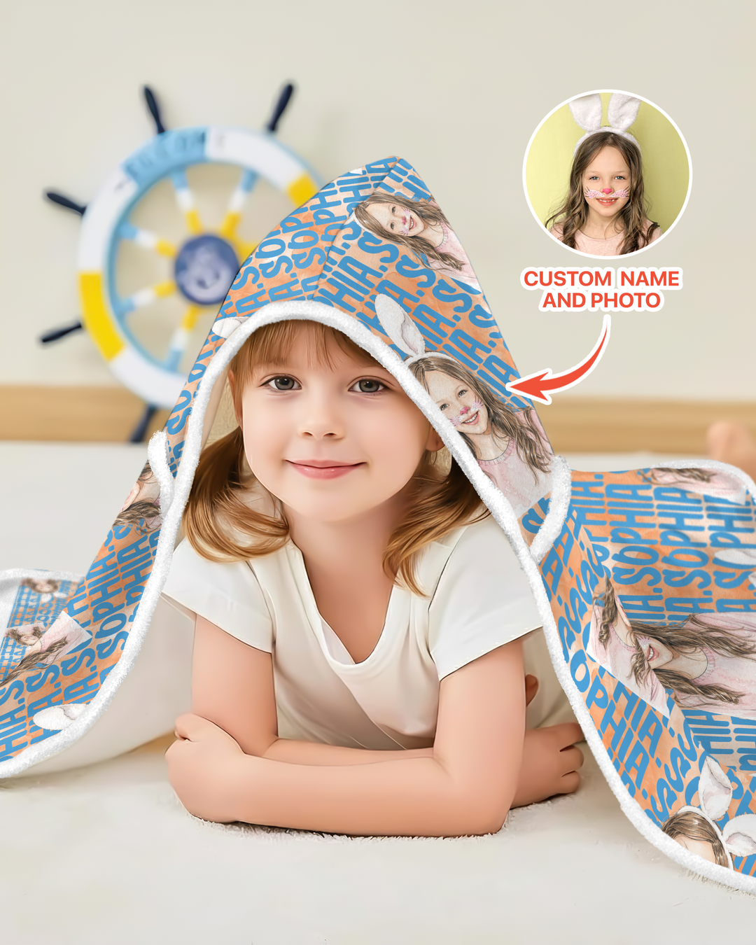 Colorful Kids Name Bamboo Blanket Hoodie