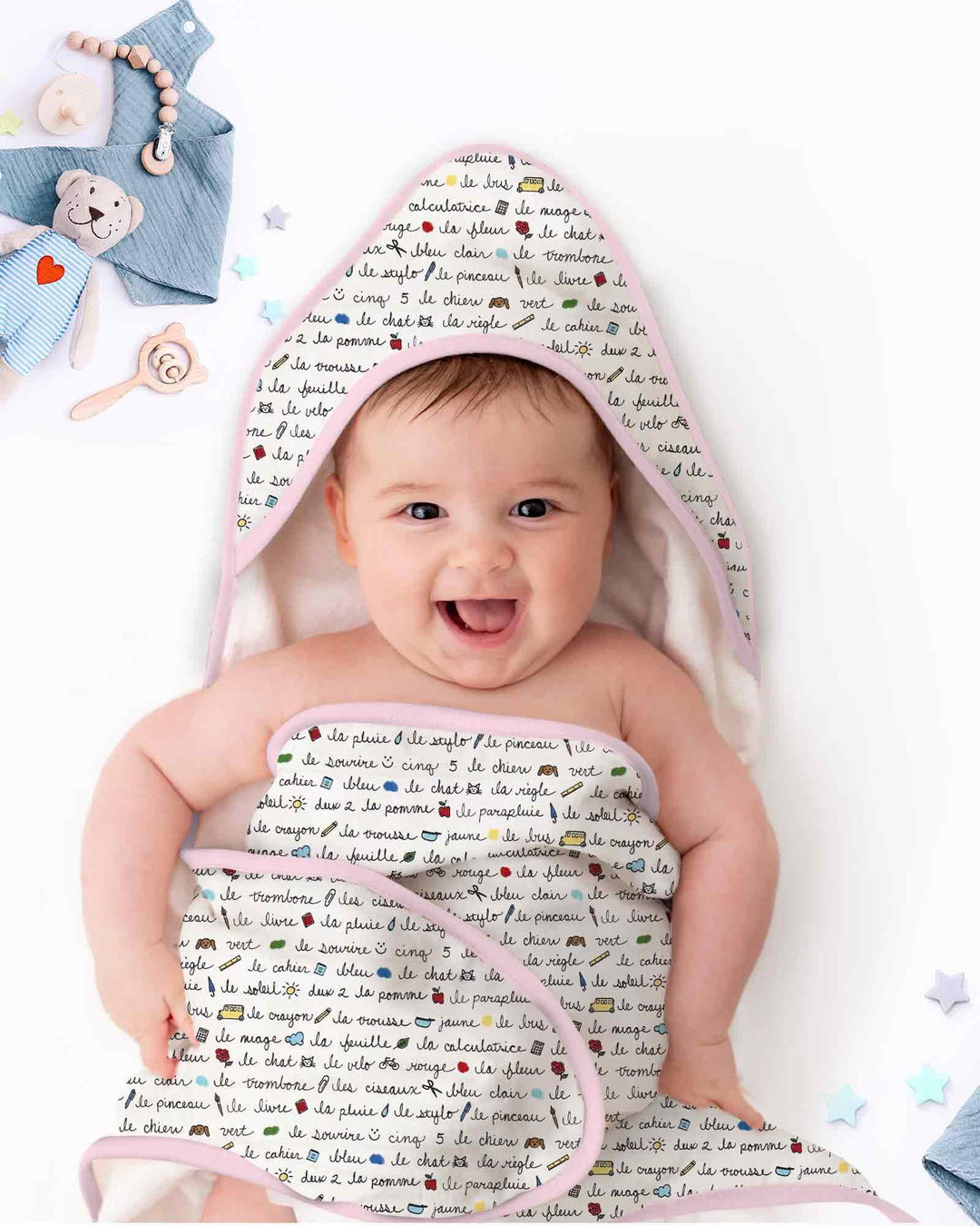 French Classroom Notes Hooded Bamboo Towel Set