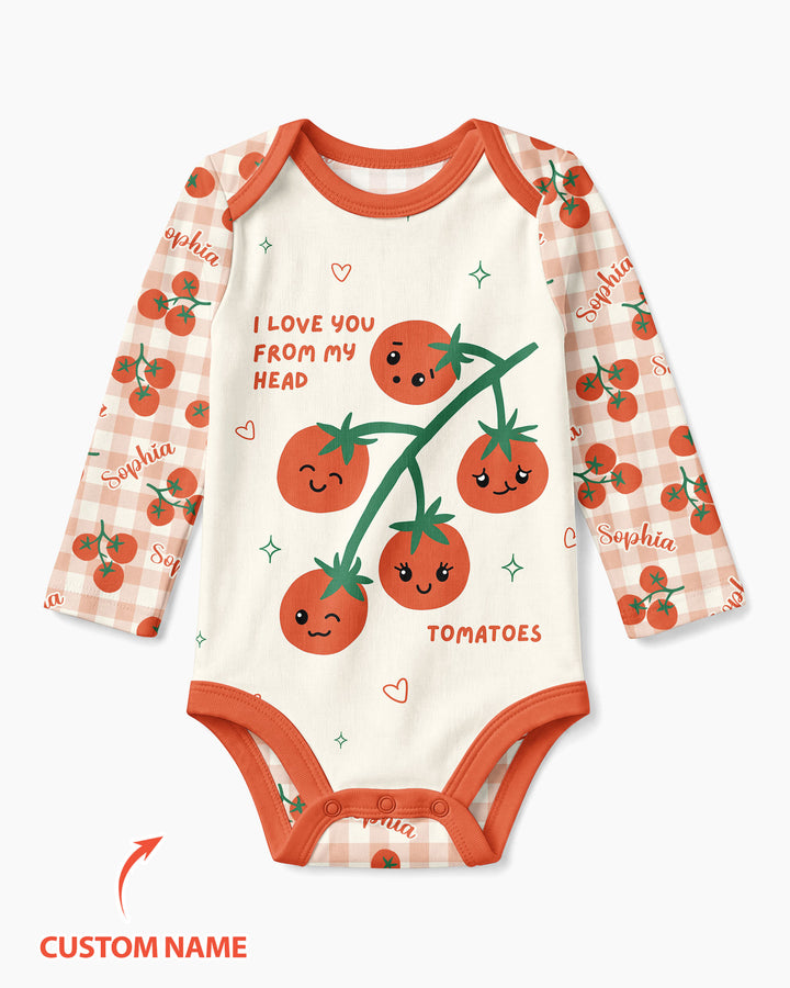 I Love You From My Head Tomatoes Custom Name Bamboo Bodysuit