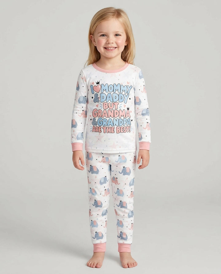 I Love Mommy & Daddy, but Grandma & Grandpa Are the Best! Bamboo Two Piece Long Sleeve Pajama Set