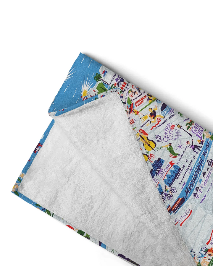New Orleans Jazz & Culture Map Bamboo Beach Towel