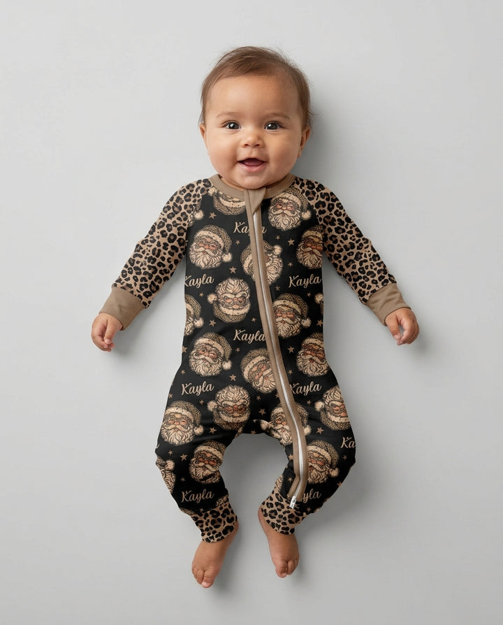 Custom Name Vintage Leopard Santa Bamboo Convertible Zippy