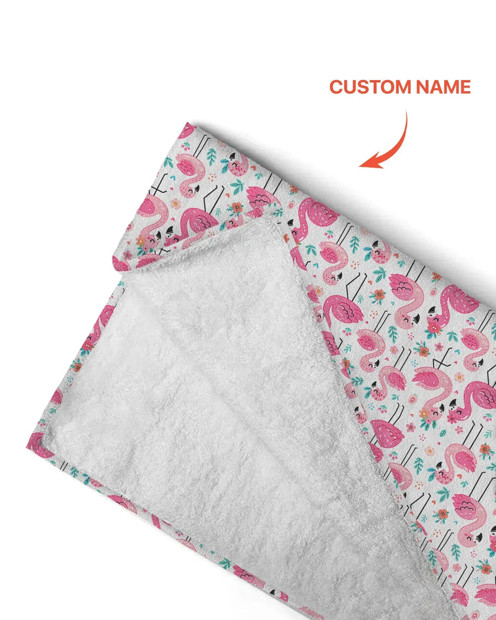 Benutzerdefinierter Name Hallo Flamingo Bambus Strandtuch