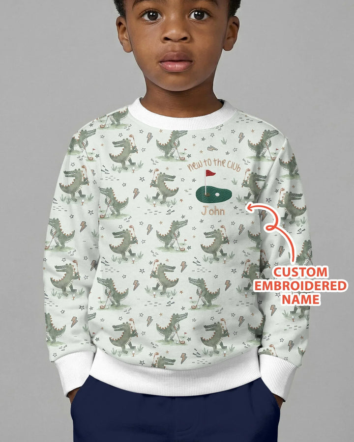 Personalisiertes besticktes Krokodil-Golf-Bambus-Rundhals-Sweatshirt mit Namen