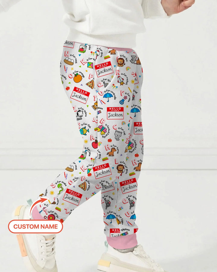 Custom Name Hello School ABCs Bamboo Jogger