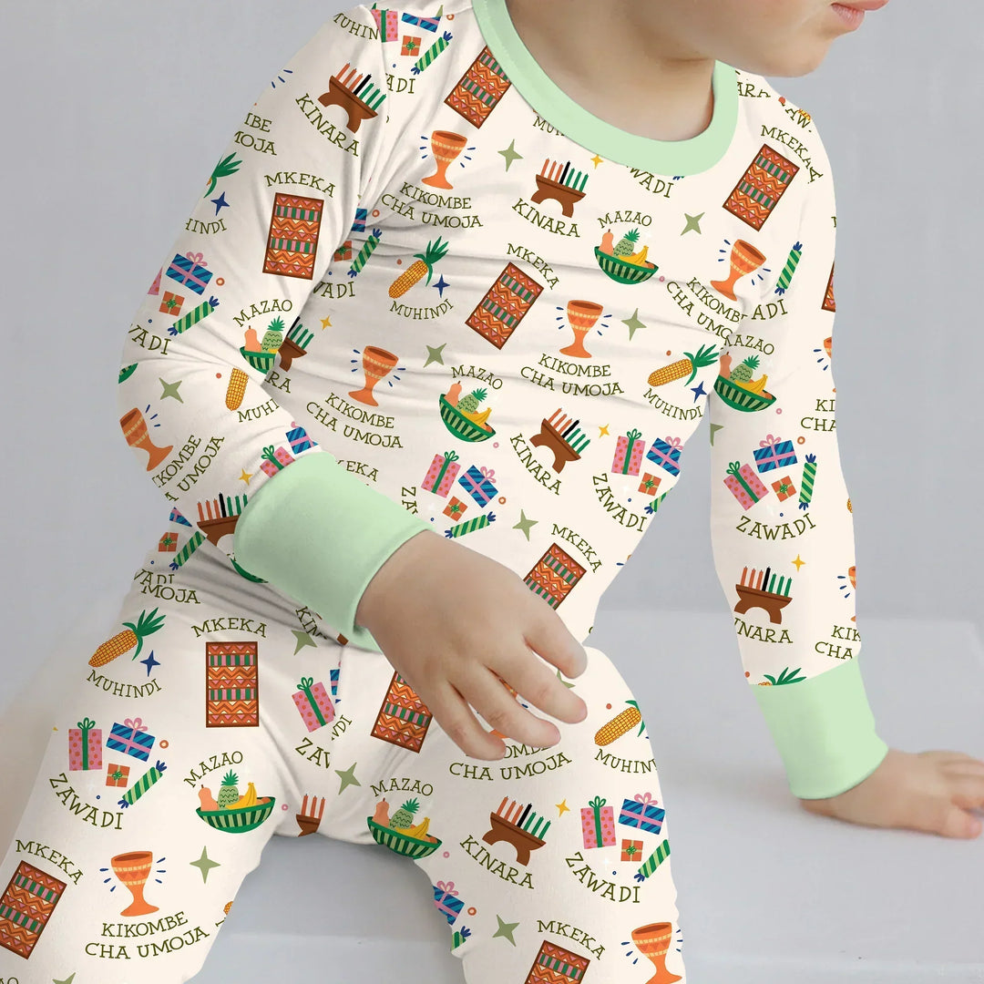 Kwanzaa Spirit Bamboo Two Piece Long Sleeve Pajama Set
