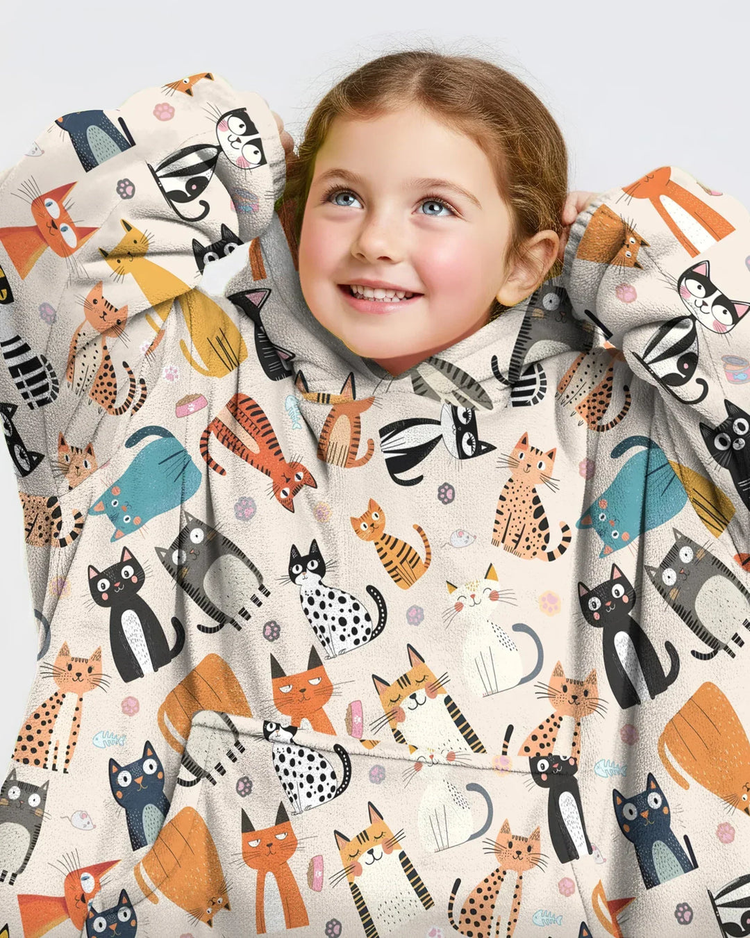 Goofy Mischief Katze Familie passender individueller Bambus-Deckenhoodie