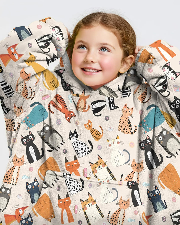 Goofy Mischief Katze Familie passender individueller Bambus-Deckenhoodie