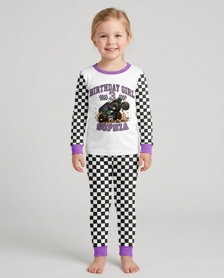 Custom Monster Truck Birthday Bamboo Two Piece Long Sleeve Pajama Set