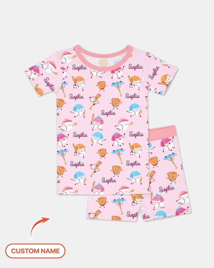 Zweiteiliges Pyjama-Set mit kurzen Ärmeln und Shorts im Sommer-Design
