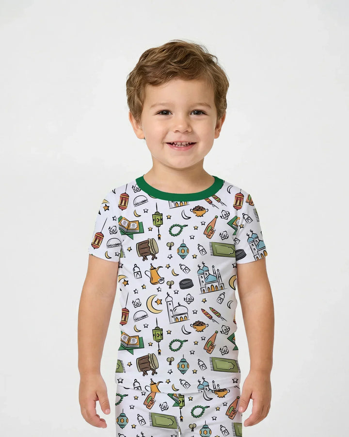 Ramadan Blessings Family Matching Bamboo Two Piece Short Sleeve Pajama Set