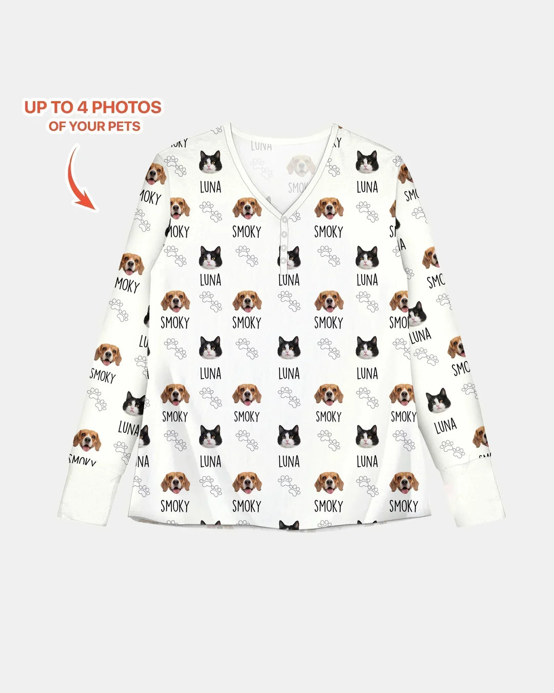 Pyjama-Set für Damen aus Bambus mit individuellem Namen und Haustierfotos
