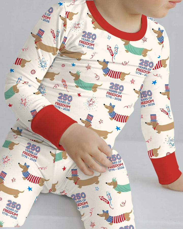 Zweiteiliges Langarm-Pyjama-Set mit Sommerfrüchten