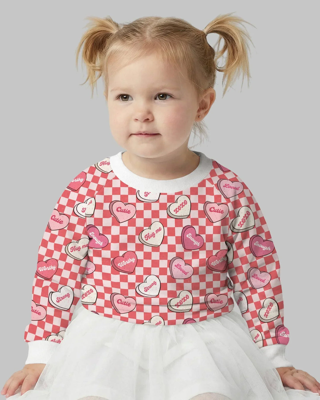 Valentine in Hearts Bambus Rundhals-Sweatshirt