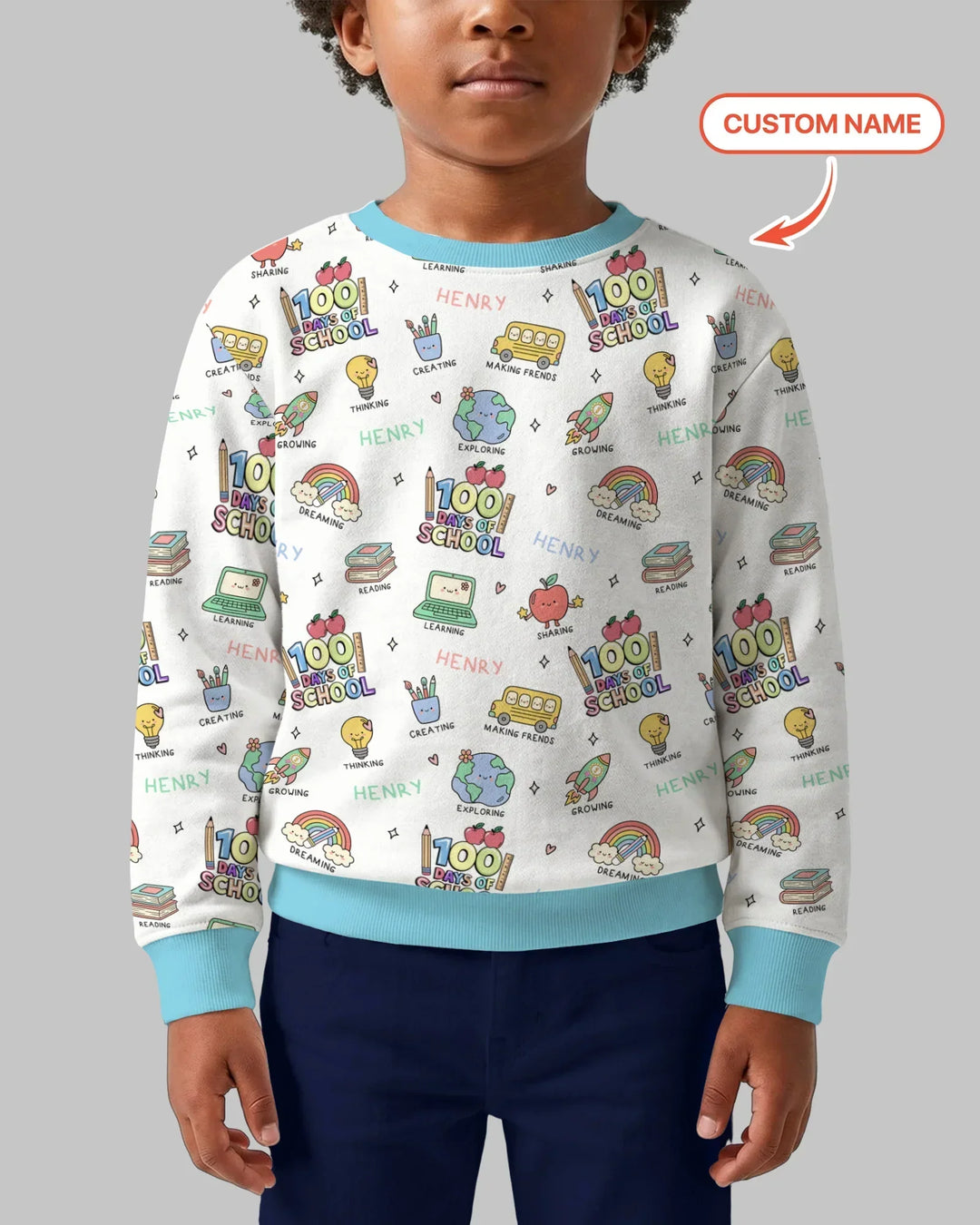 Personalisiertes Langarm-Sweatshirt aus Bambus für die Hundert-Tage-Feier
