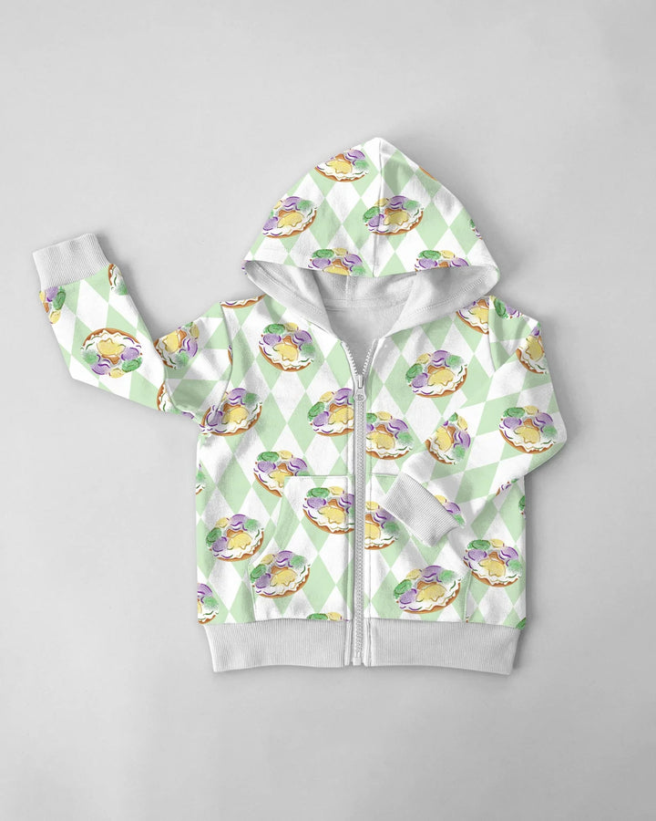 Mardi Gras Donut Bamboo Zip Hoodie