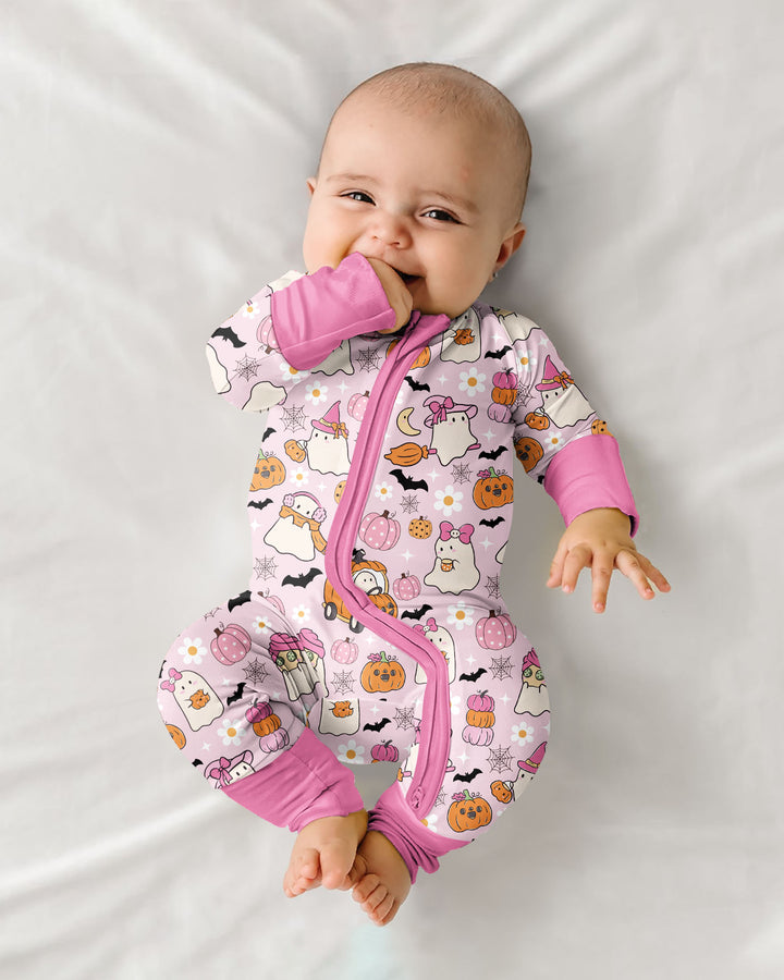 Pink Boo Patch Bamboo Convertible Zippy