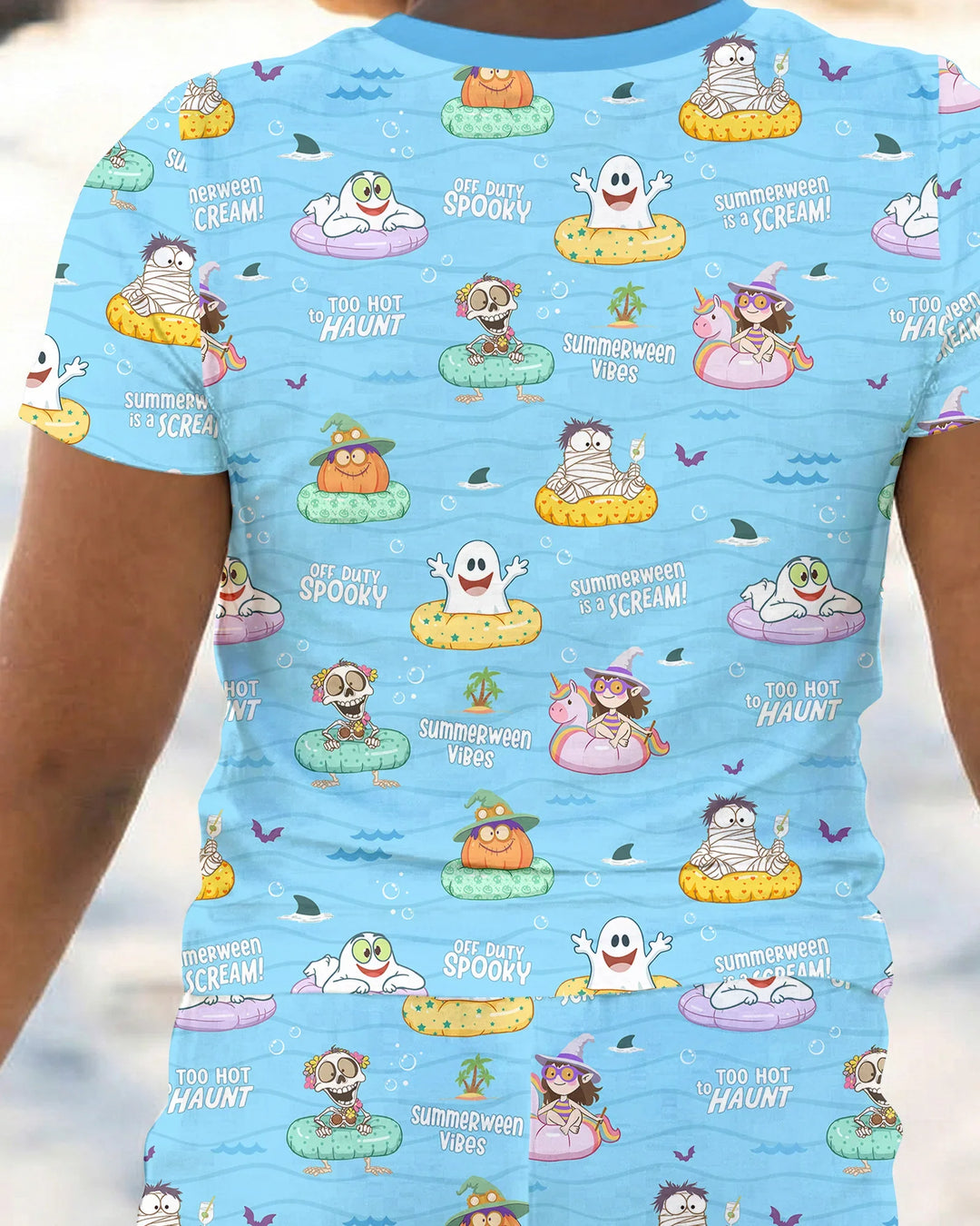 Summerween Cartoon Bamboo Two Piece Short Sleeve Pajama Set