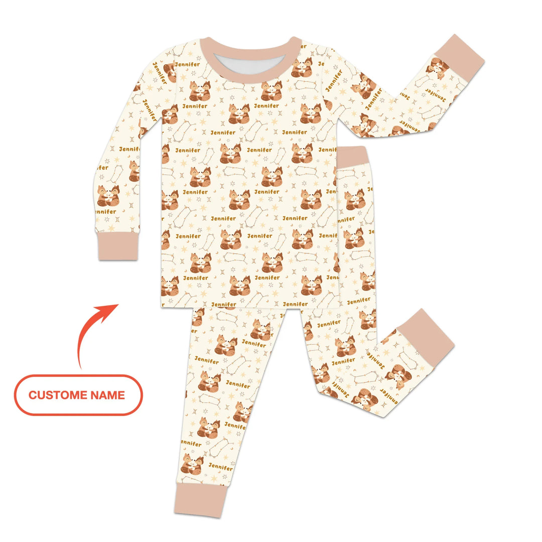 Zweiteiliges Langarm-Pyjama-Set mit Sommerfrüchten